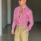 CAMICIA BIANCA E ROSSA  COREANA   POPELINE DI COTONE STRECH
