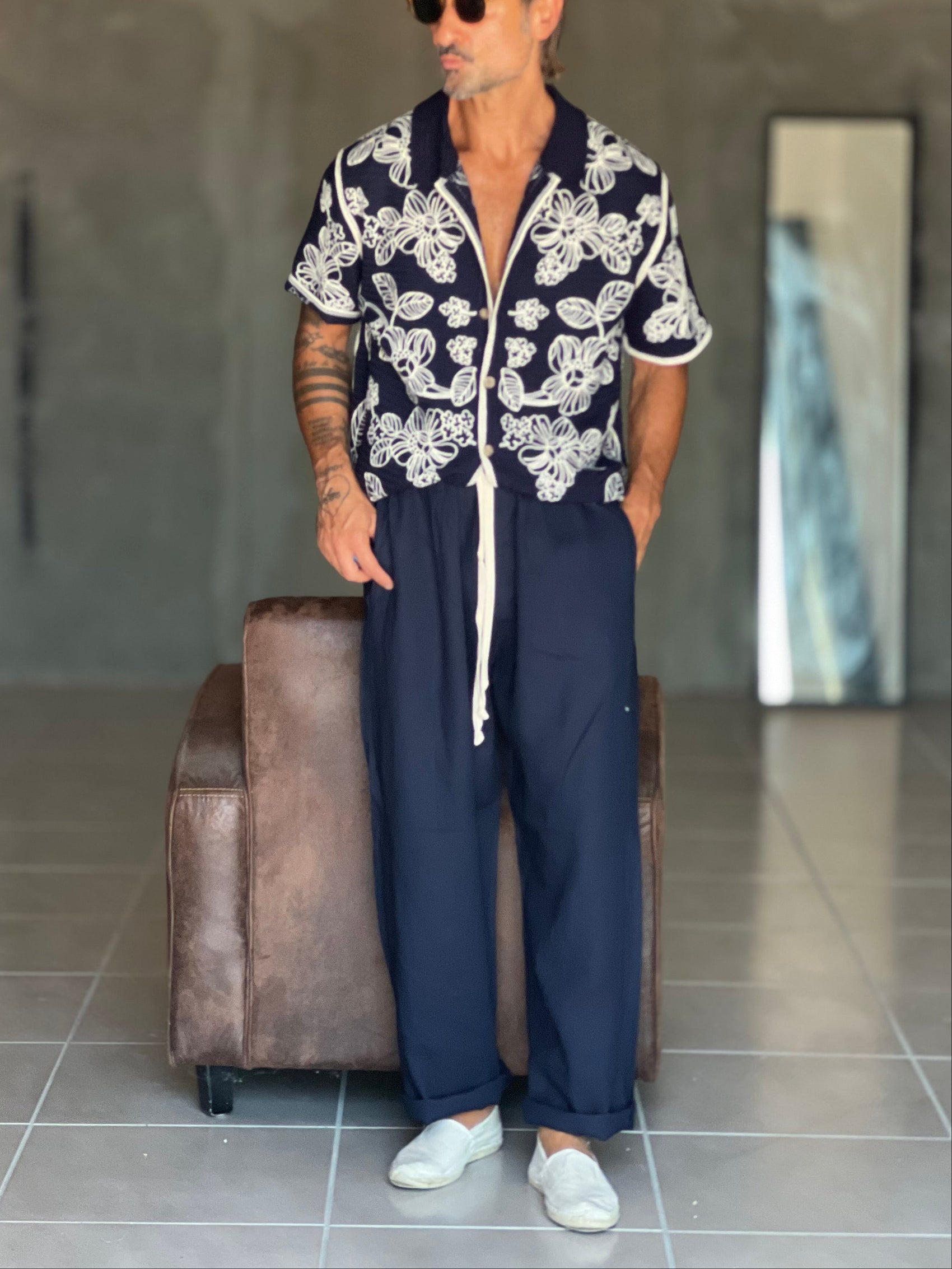 PANTALACCIO  BLU  LINO
