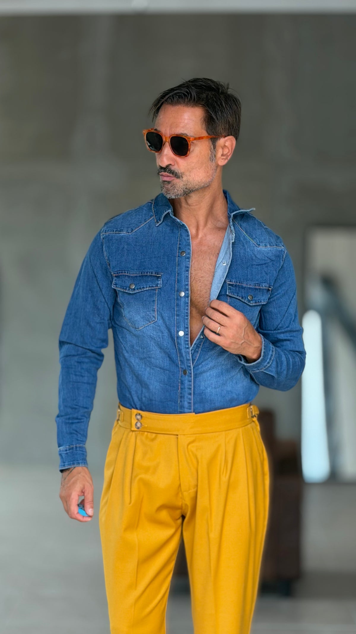 CAMICIA  DENIM LAVAGGIO MEDIO  TEXANA