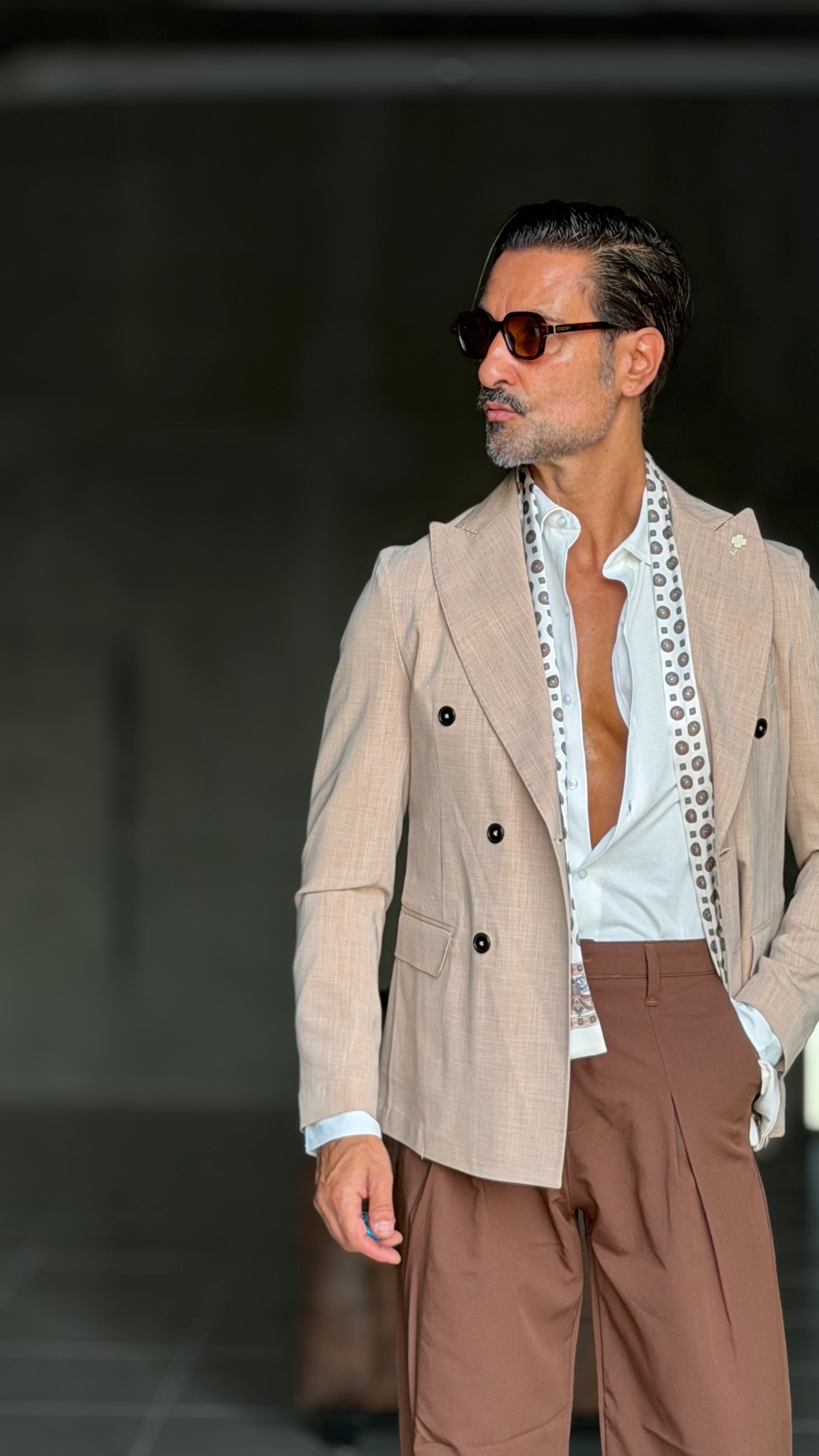 GIACCA DOPPIOPETTO BEIGE FIAMMATA