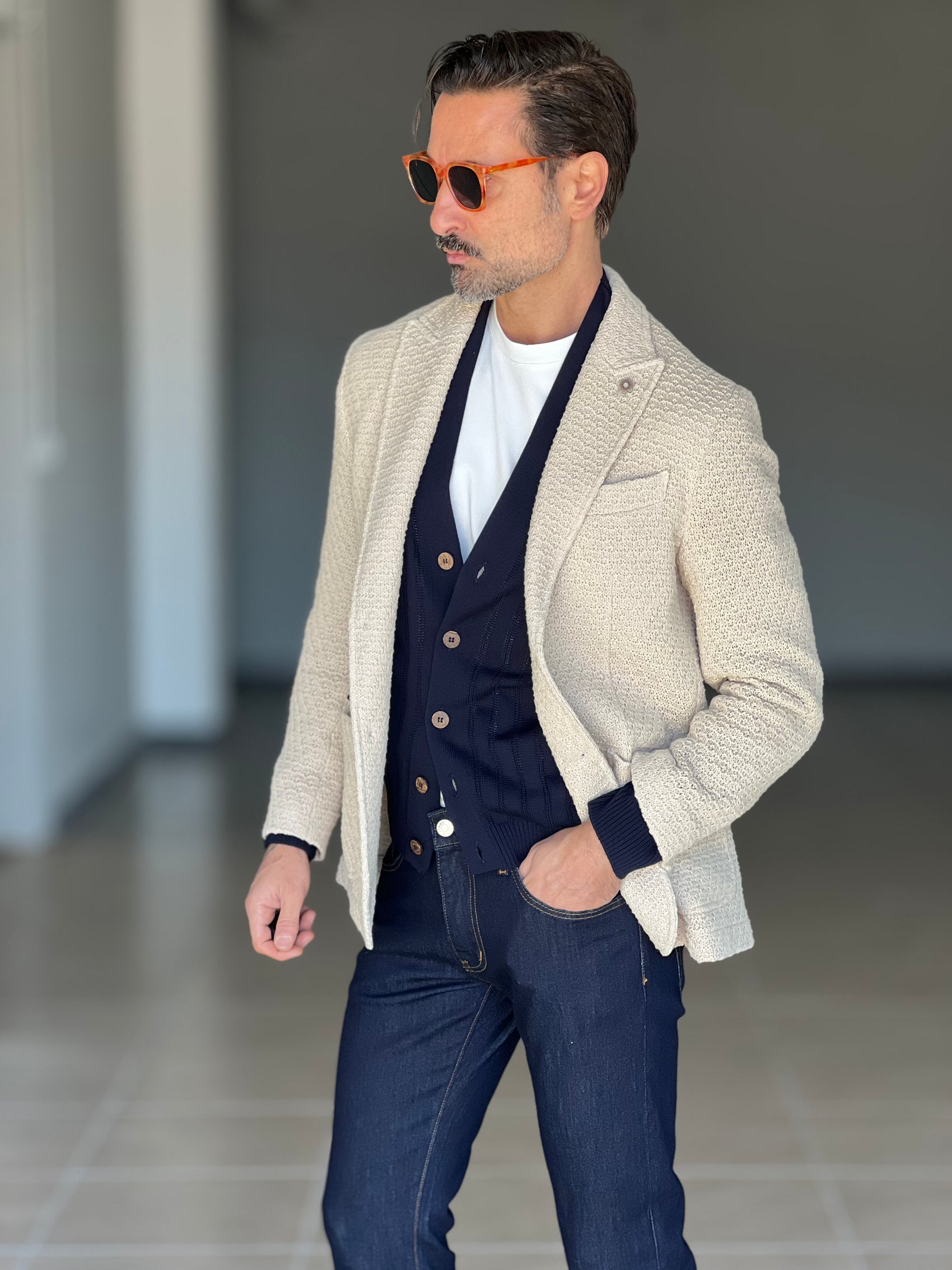 GIACCA XAGON BEIGE TESSUTO OPERATO