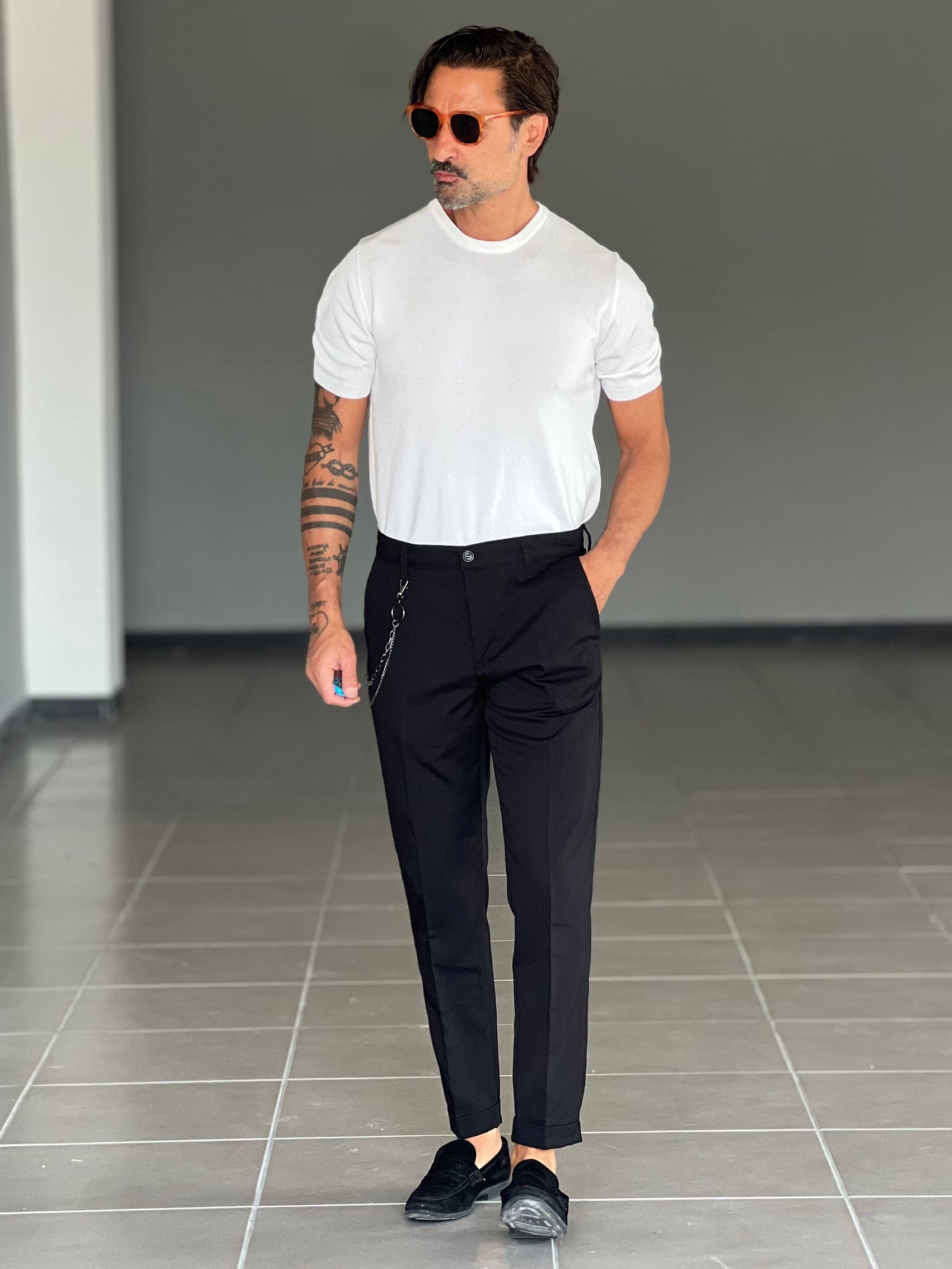 PANTALONE  NERO VISCOSA E MISTI TASCA AMERICA