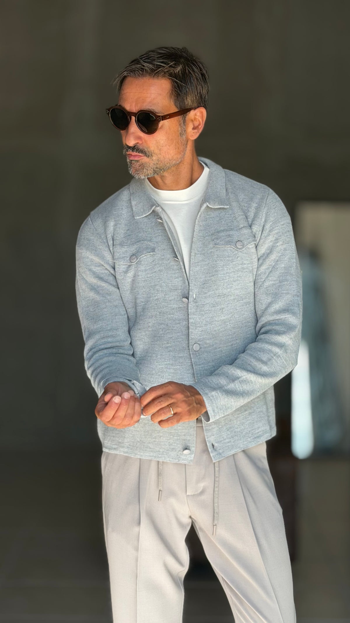 CARDIGAN  POLO GRIGIO    BOTTONE COPERTO