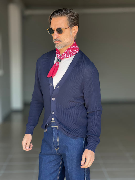 CARDIGAN BLU  DERBY COTONE OVER FIT