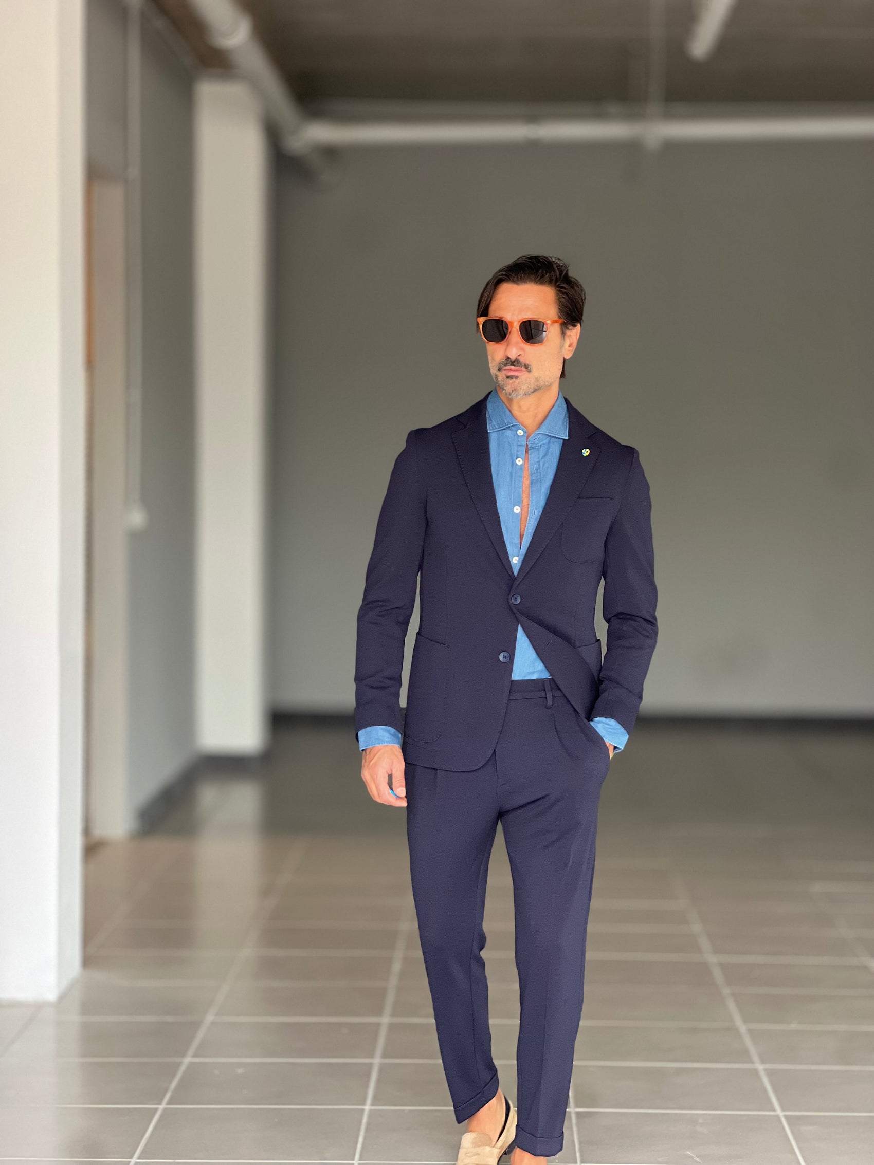 *ABITO  BLU MONOPETTO OPERATO PANTALONE MEZZAMOLLA 00200