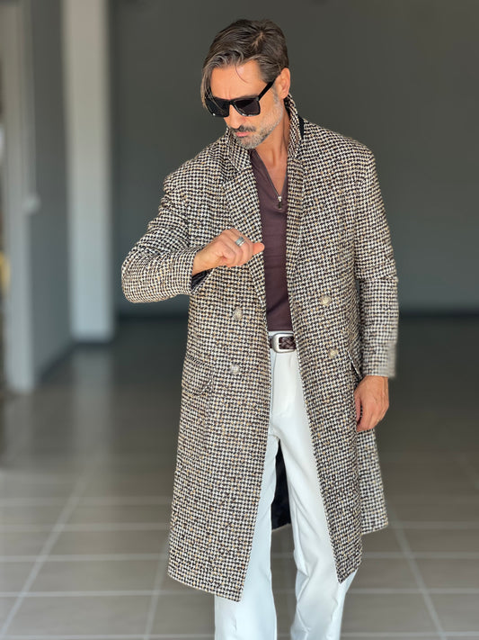 CAPPOTTO PIE DE POULE  MORO E CAMEL BL11 OVERSIZE LANA E MISTI