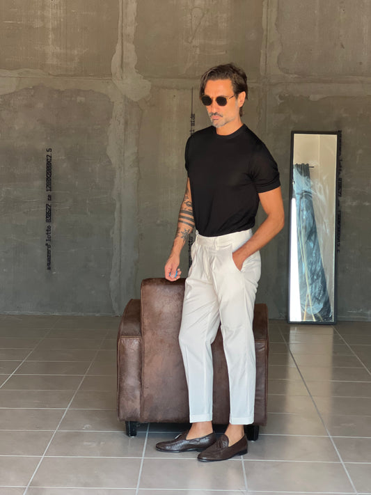 PANTALONE PANNA VITA ALTA PINCES VISCOSA