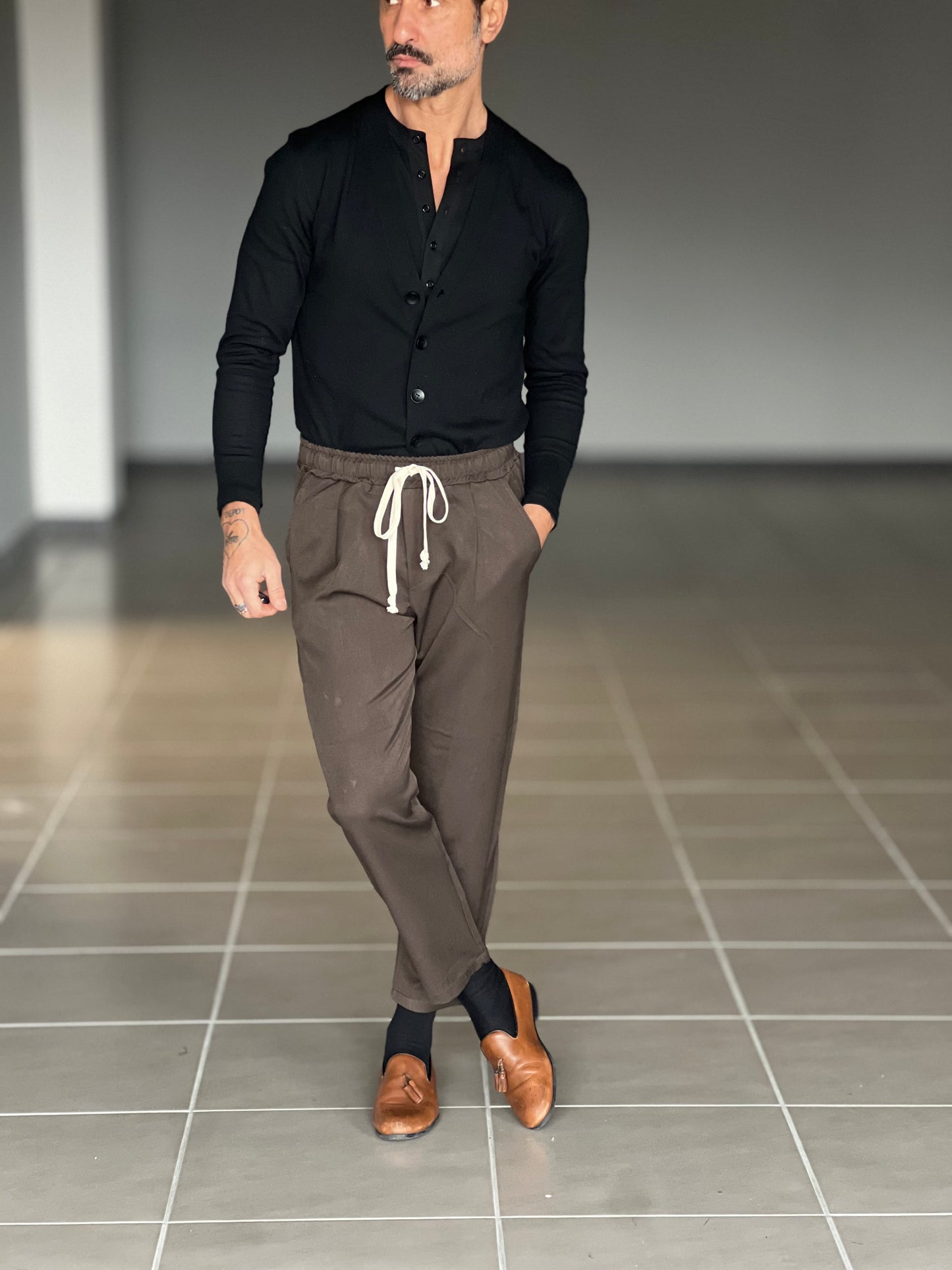 PANTALACCIO COLOR MORO LACCIO A CONTRASTO   VISCOSA E MISTI