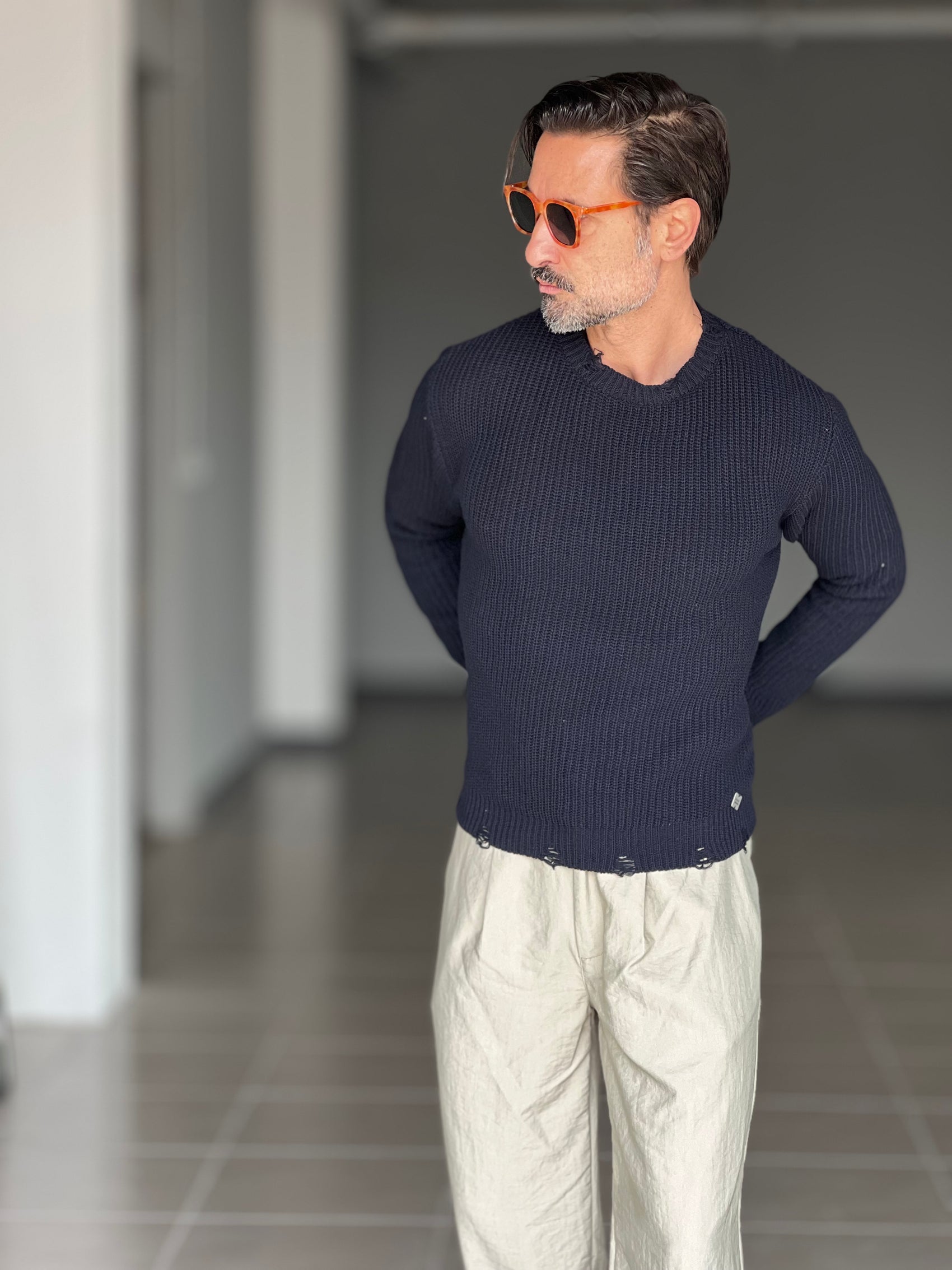 MAGLIA  BLU NAVY  GIROCOLLO COSTA INGLESE BL11