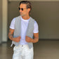 GILET  TESSUTO GRIGIO CHIARO GESSATO