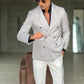 GIACCA GRIGIO CHIARO  GESSATA DOPPIOPETTO BOTTONE BRUNITO 92
