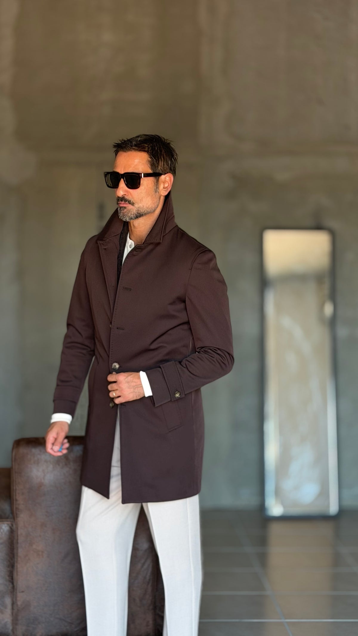 BLUE HIGH NECK COAT