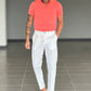WHITE VISCOSE TROUSERS WITH REGULAR BOTTOM