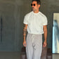 WHITE VISCOSE TROUSERS WITH REGULAR BOTTOM