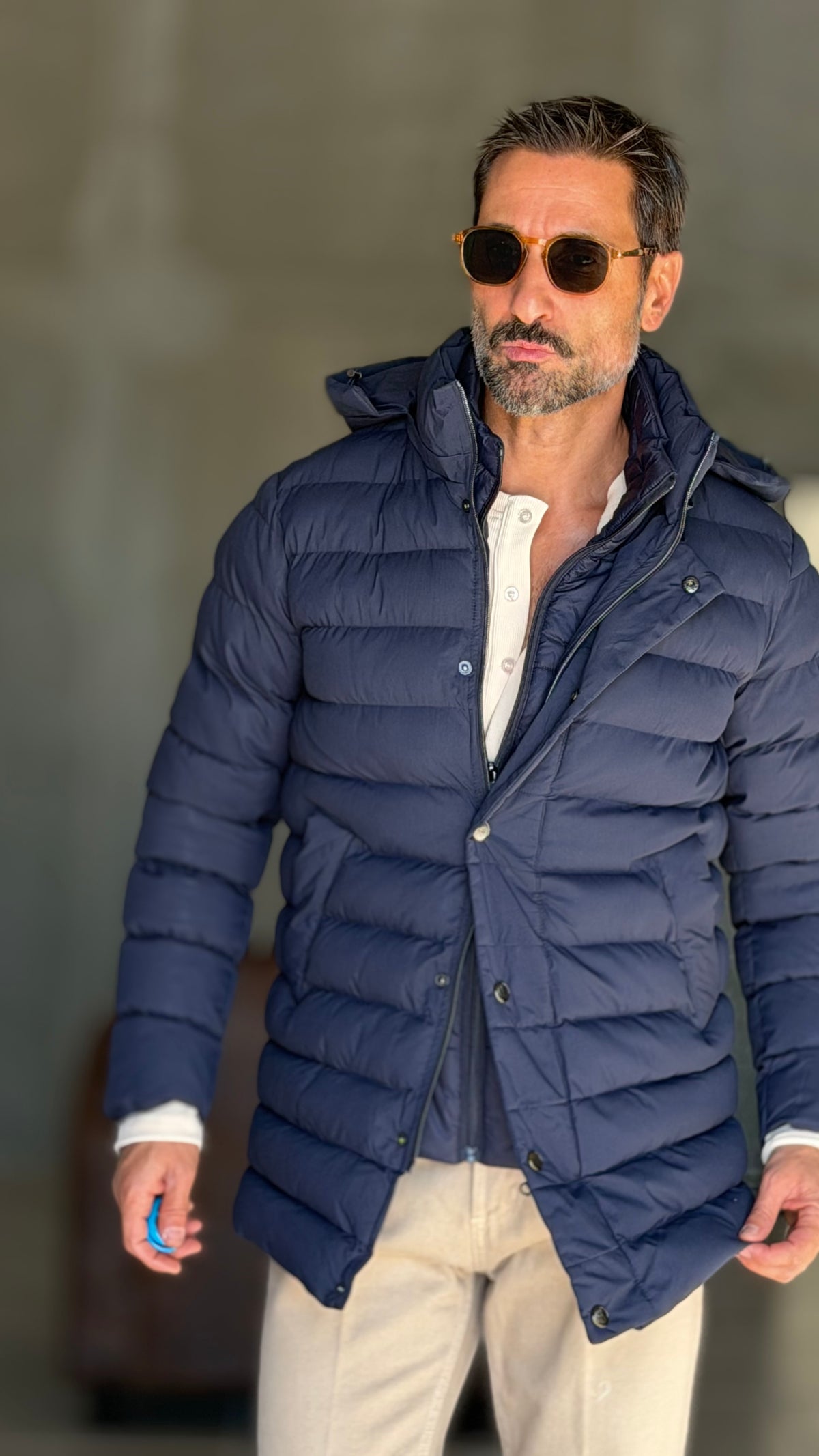 PIUMINO BLU  LUNGO TRAPUNTA INTERNA ESTRAIBILE HAPPER & COM