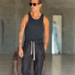 PANTALACCIO NERO  LACCIO A CONTRASTO MISTO LINO