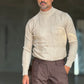 PULLOVER BEIGE  MEZZO COLLO TRECCIA VISCOSA