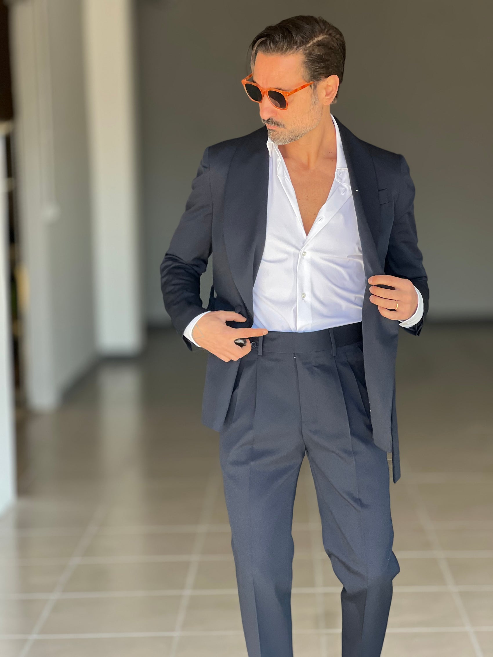 ABITO BLU DOPPIOPETTO VISCOSA CINTURA IN VITA 004