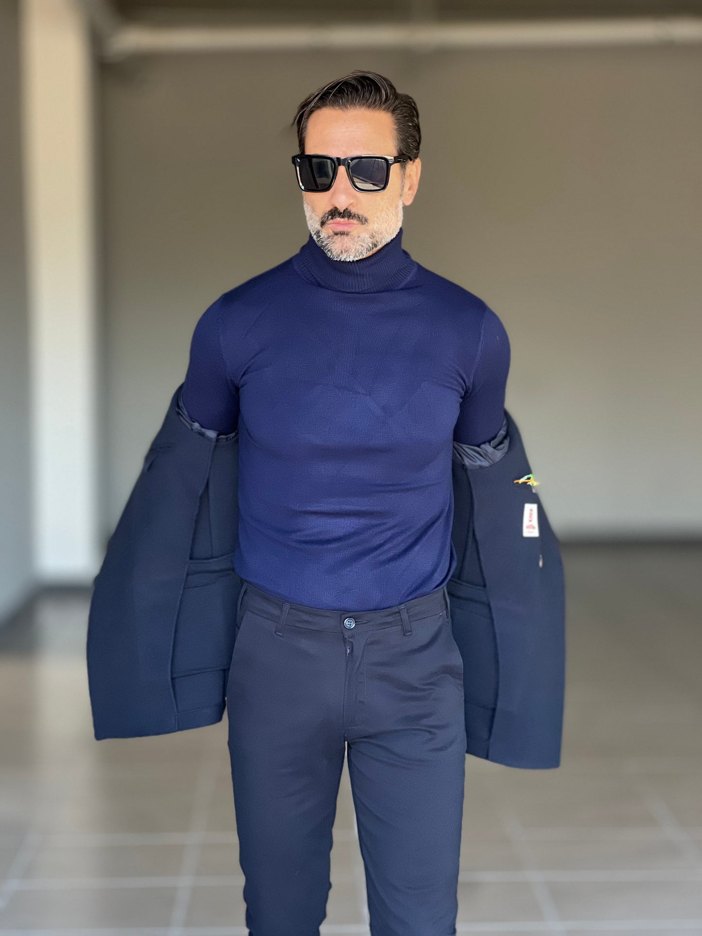 COLLO ALTO BLU RASATO 2 FILI