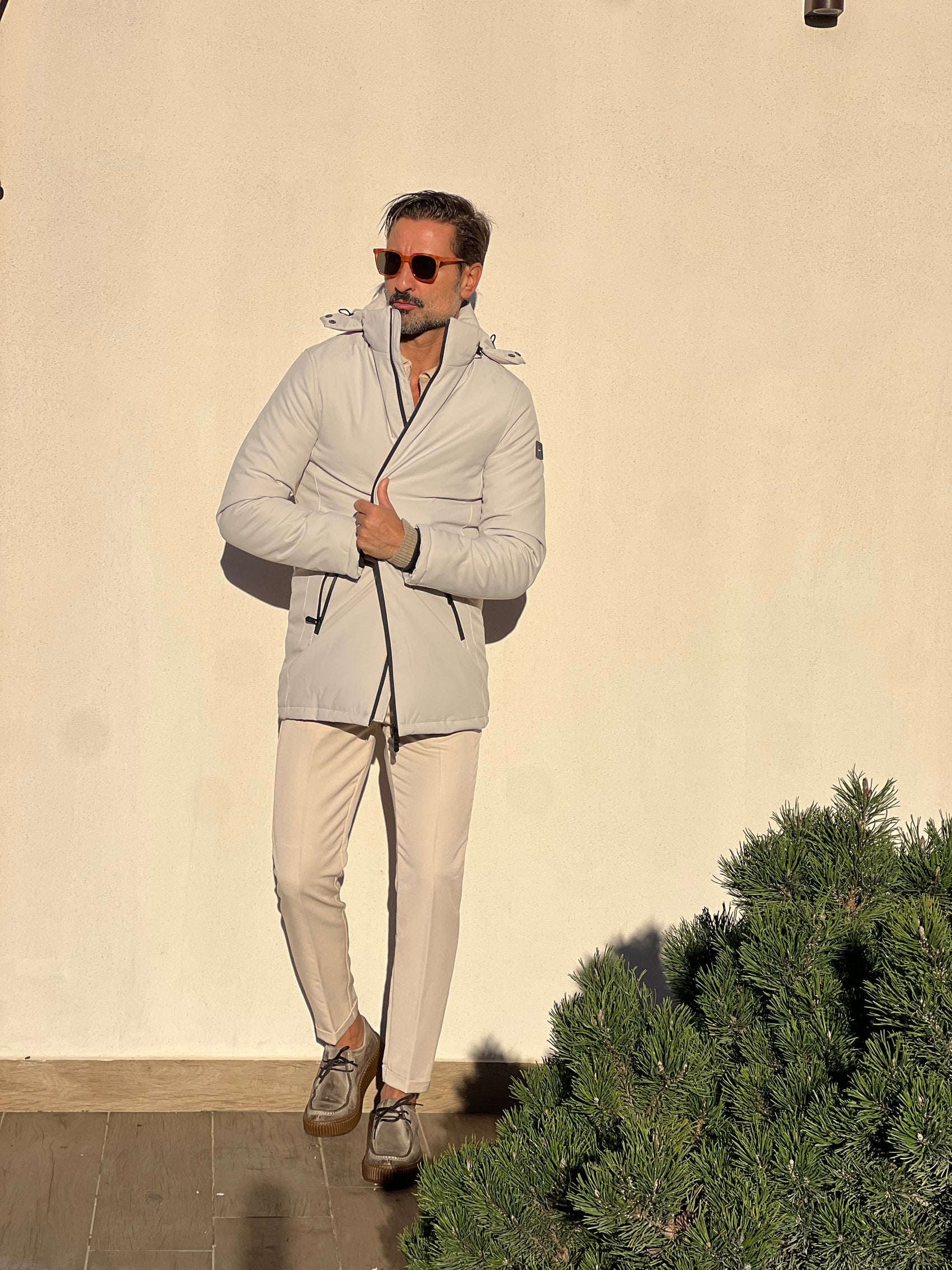 *PARKA HAPPER  ECRU'  TESSUTO TECNICO ZIP TERMOSALDATE