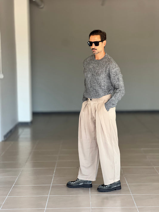 PANTALONE  FONDO AMPIO CAMMELLO DOPPIA PINCES