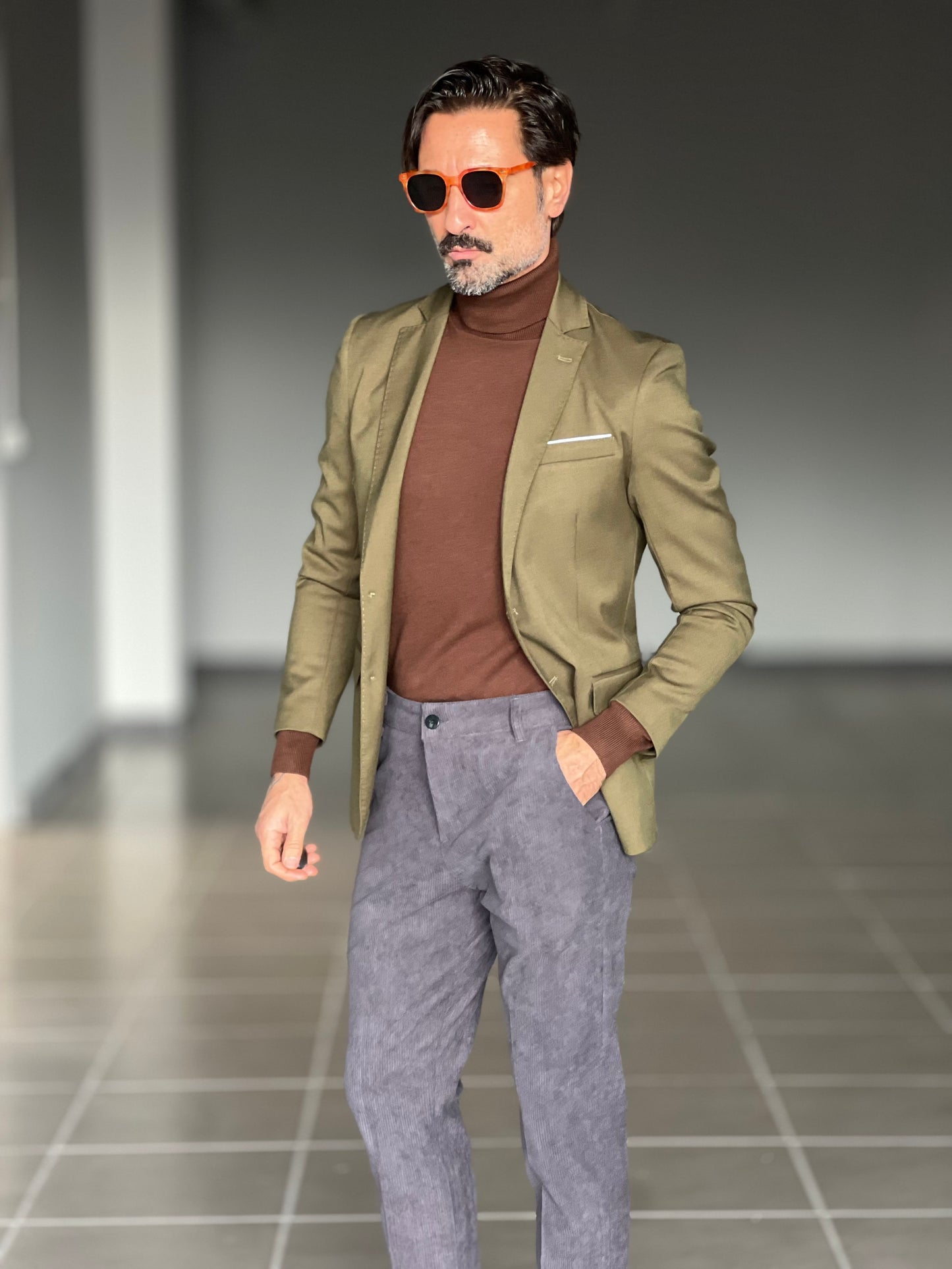 PANTALONE PIOMBO VELLUTO MILLERIGHE GAMBA DRITTA TASCA AMERICA