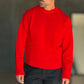 PULLOVER ROSSO CROP MISTO LANA EFFETTO SHETTLAND