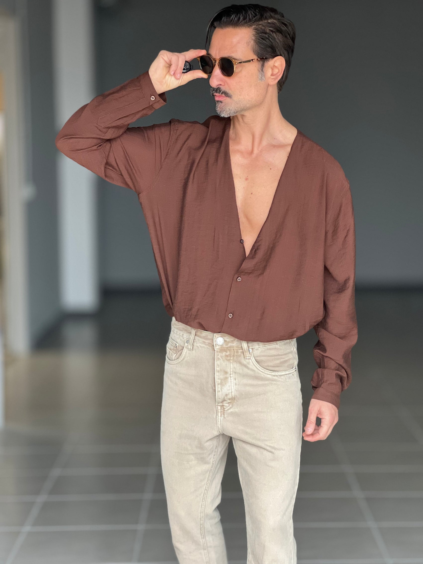 CAMICIA MORO COREANA GIROCOLLO COTENE VISCOSA