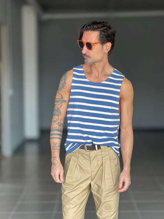 CANOTTA BLU RIGA PANNA  COTONE