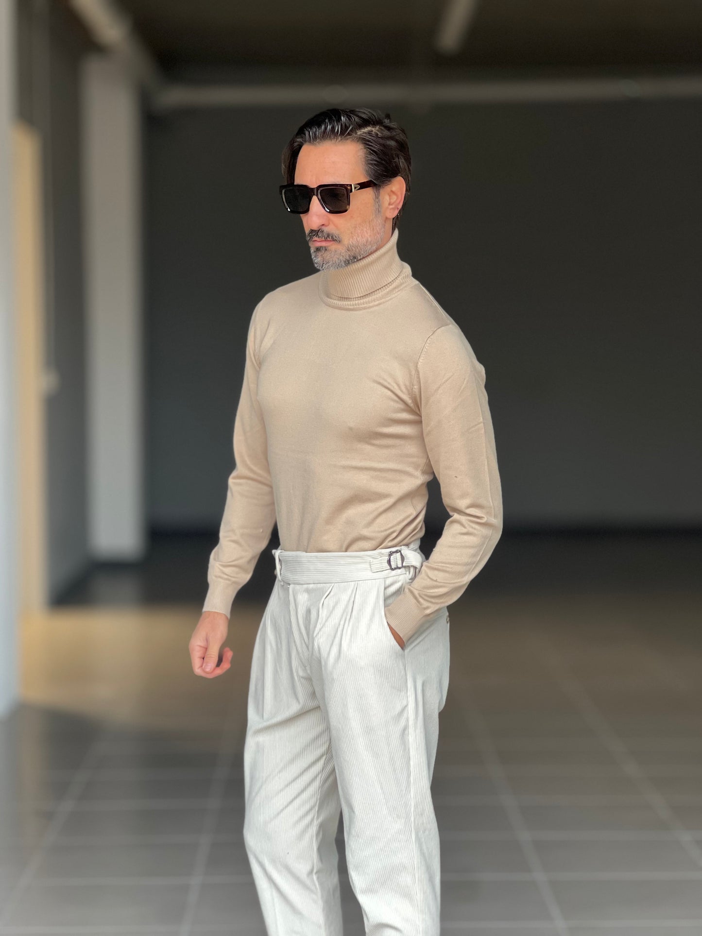 COLLO ALTO BEIGE  RASATO 2 FILI