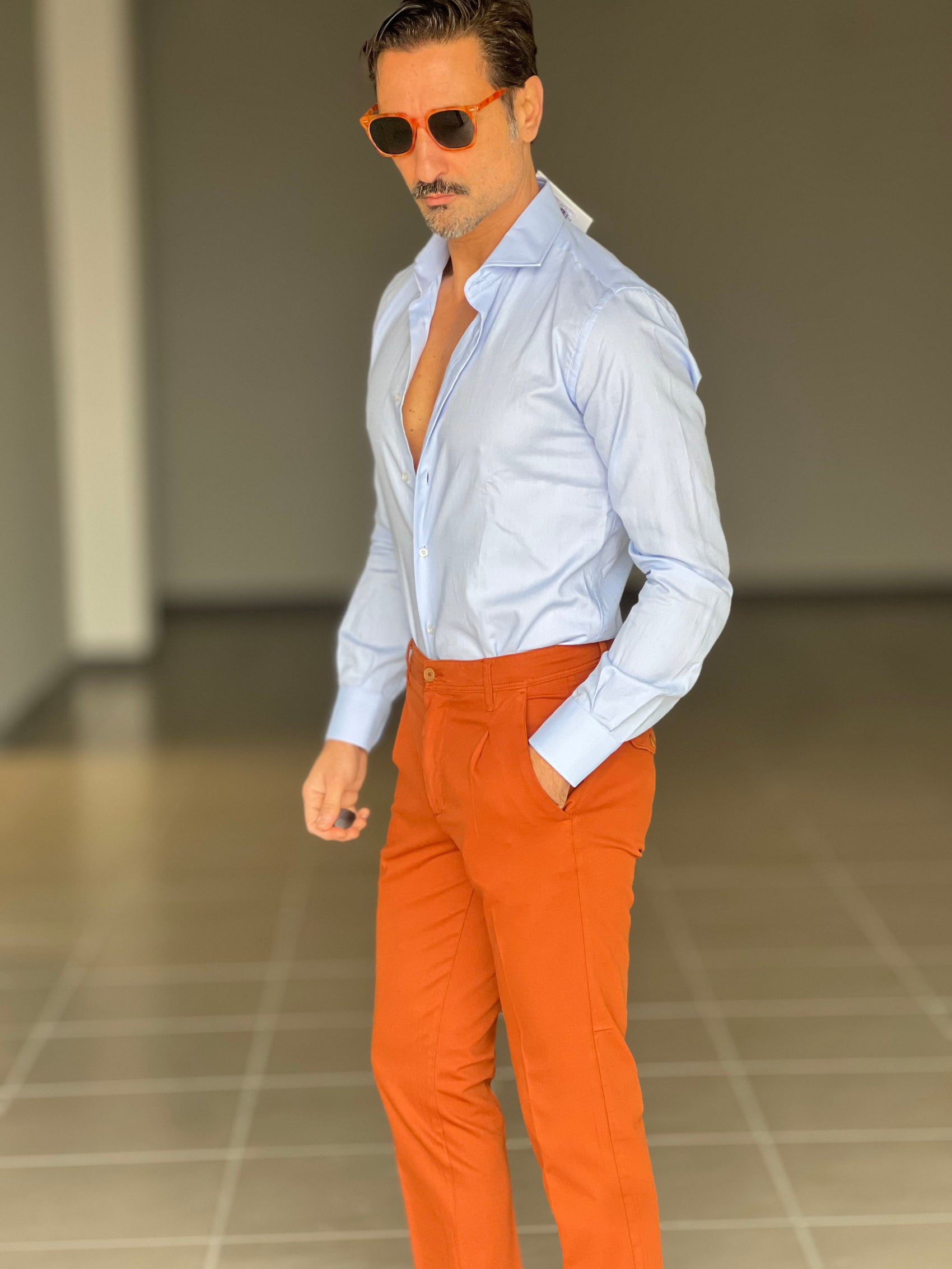 PANTALONE  PINCES  RUGGINE   GABARDINE DI COTONE G PLAY