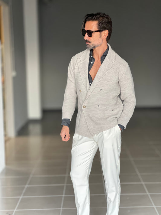 BEIGE COTTON OPEN CARDIGAN