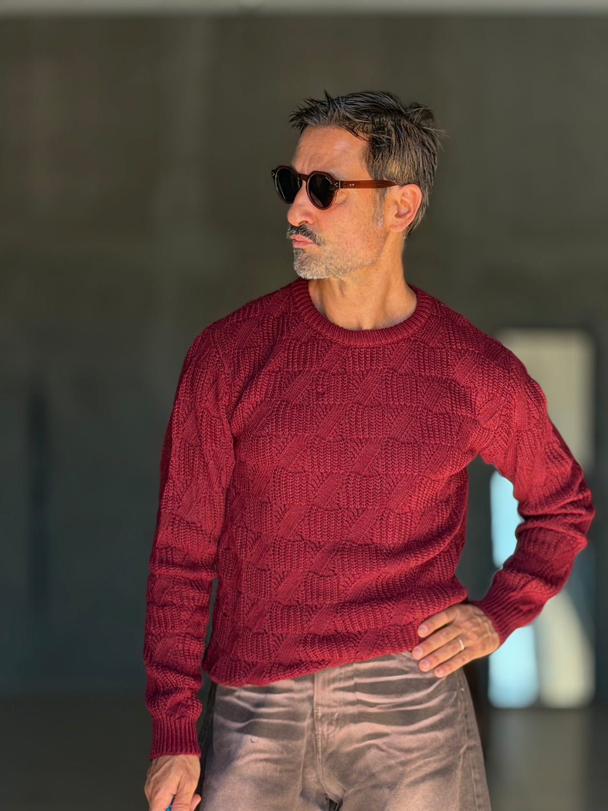 MAGLIA INGLESE COLOR VINO  BL11 TRECCIA PICCOLA