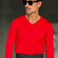 PULLOVER  ROSSO SCOLLO V VISCOSA E MISTI