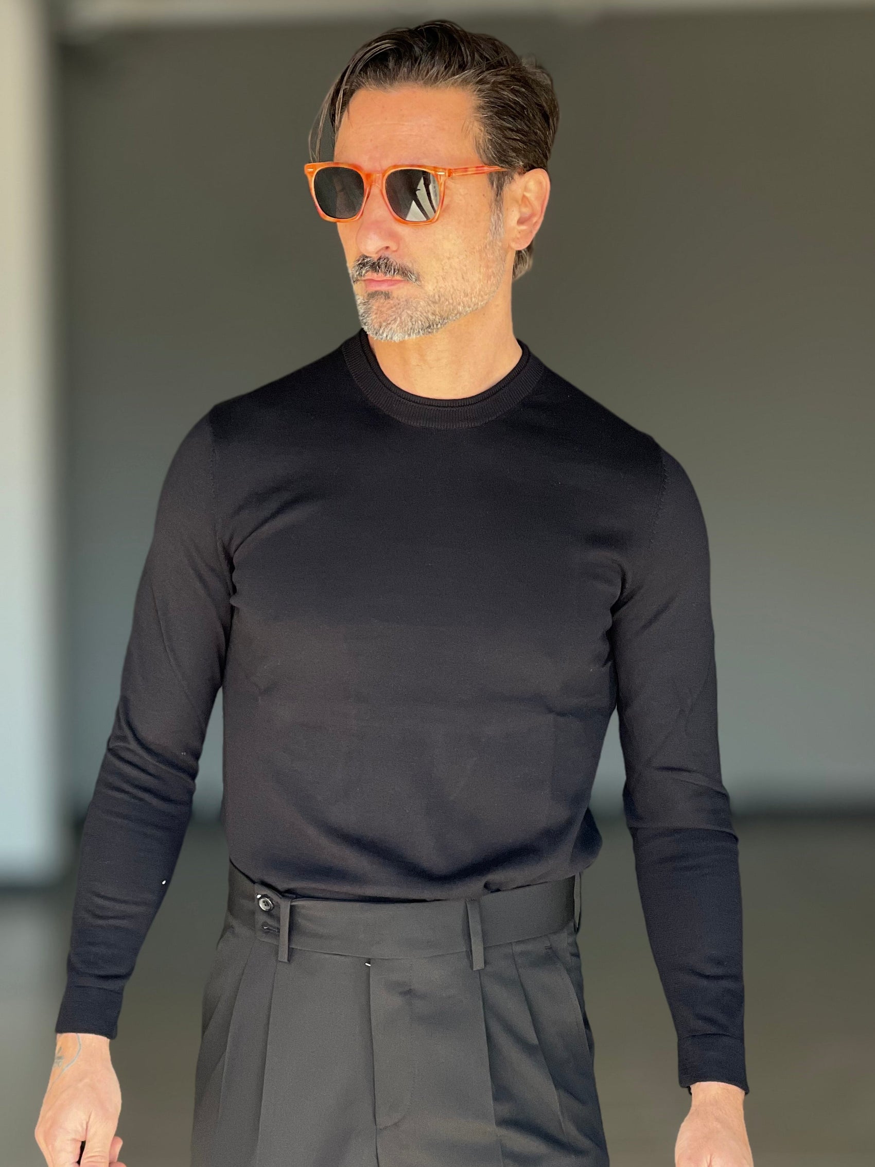 MAGLIA  NERO 2 FILI COTONE 004