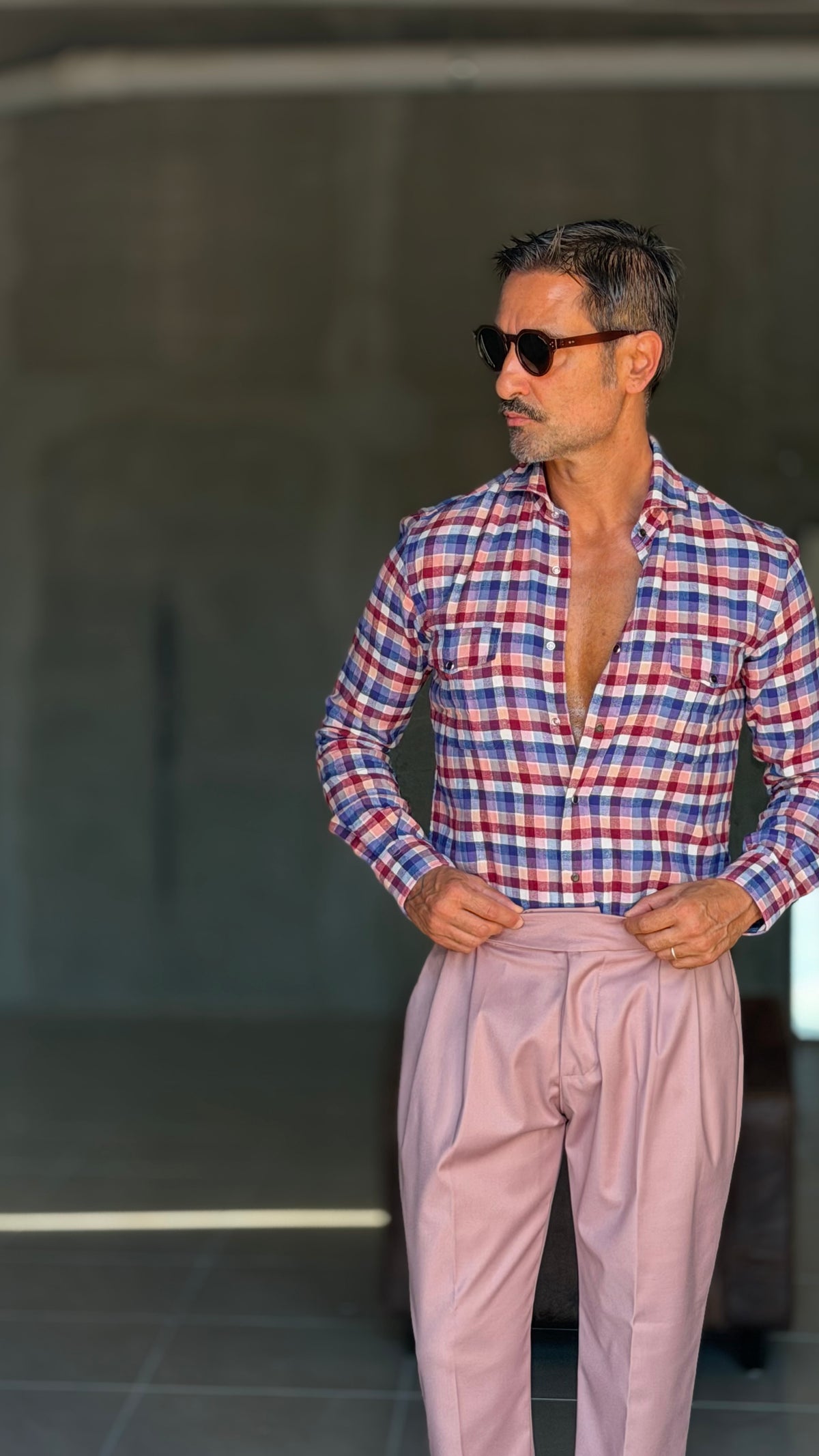 CAMICIA DEPOT  TARTAN  BLU ROSA E PANNA  TEXANA
