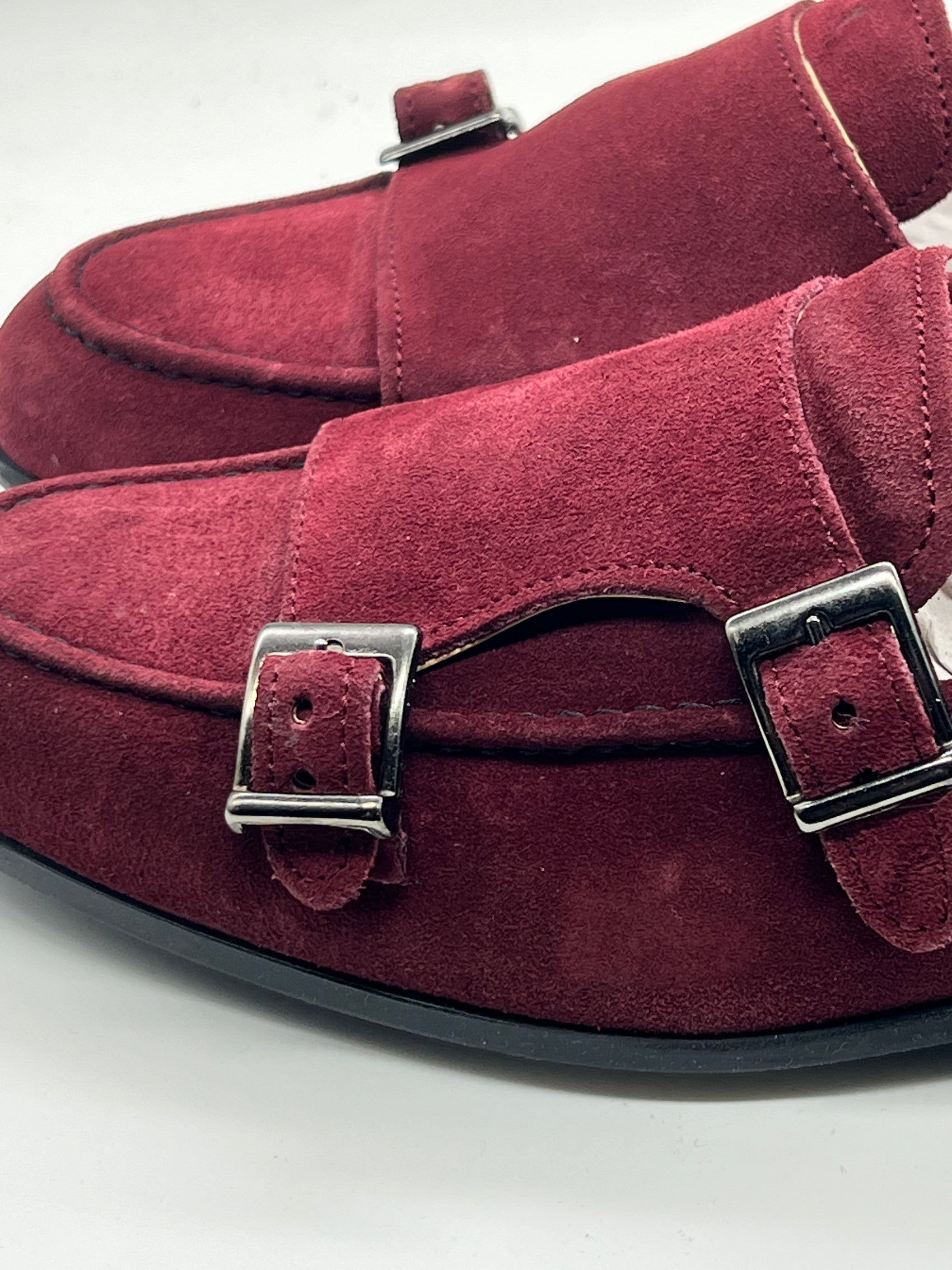 *MOCASSINO CAMOSCIO PRUGNA DOPPIAFIBBIA FONDO GOMMA