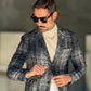 GIACCA TARTAN FONDO BLU E BEIGE EFFETTO PANNO BL11