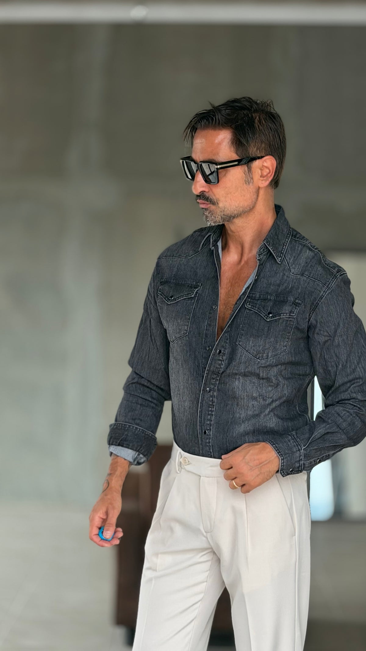 CAMICIA  DENIM GRIGIA TEXANA