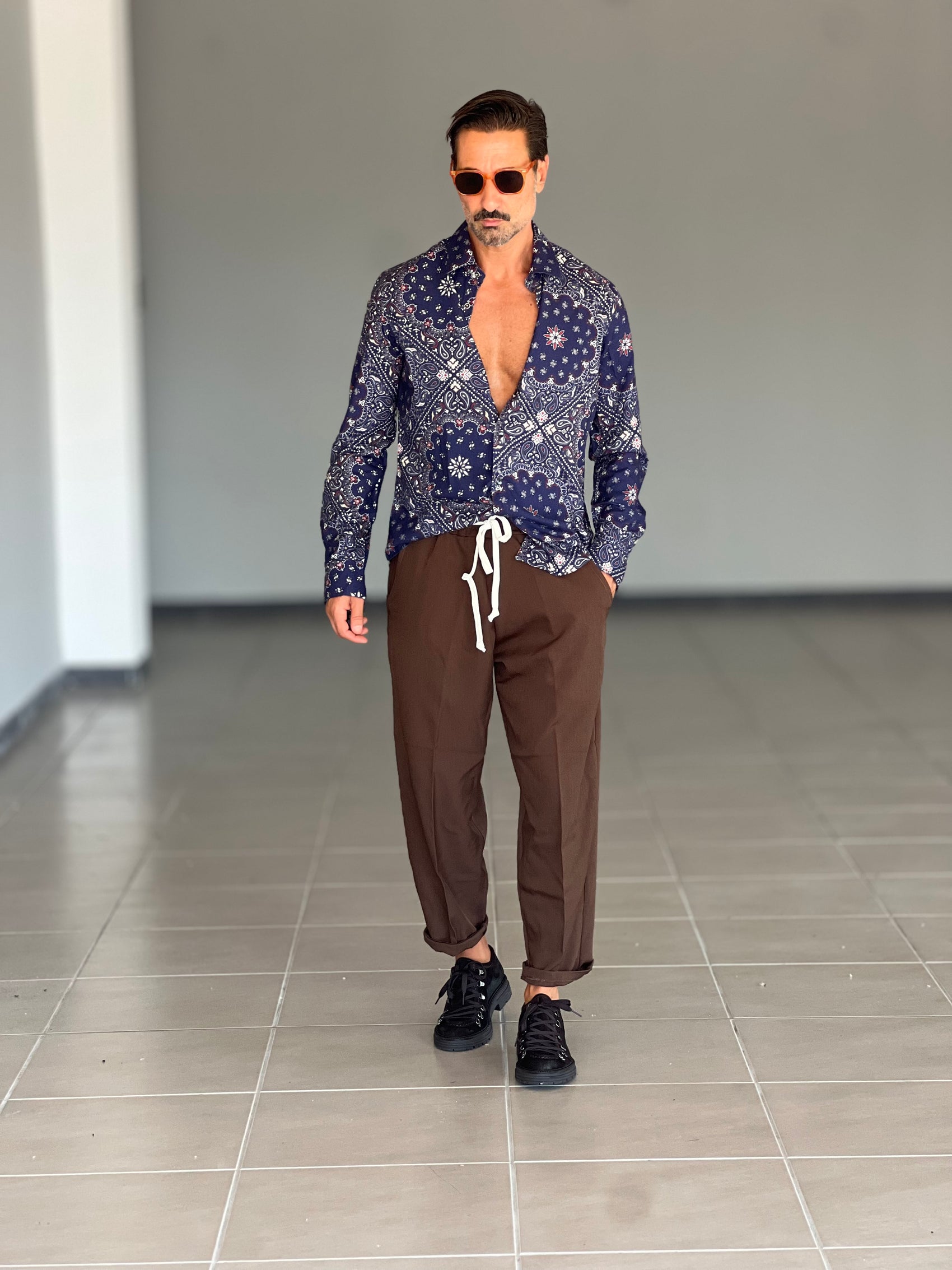 CAMICIA KOON STAMPA FONDO BLU