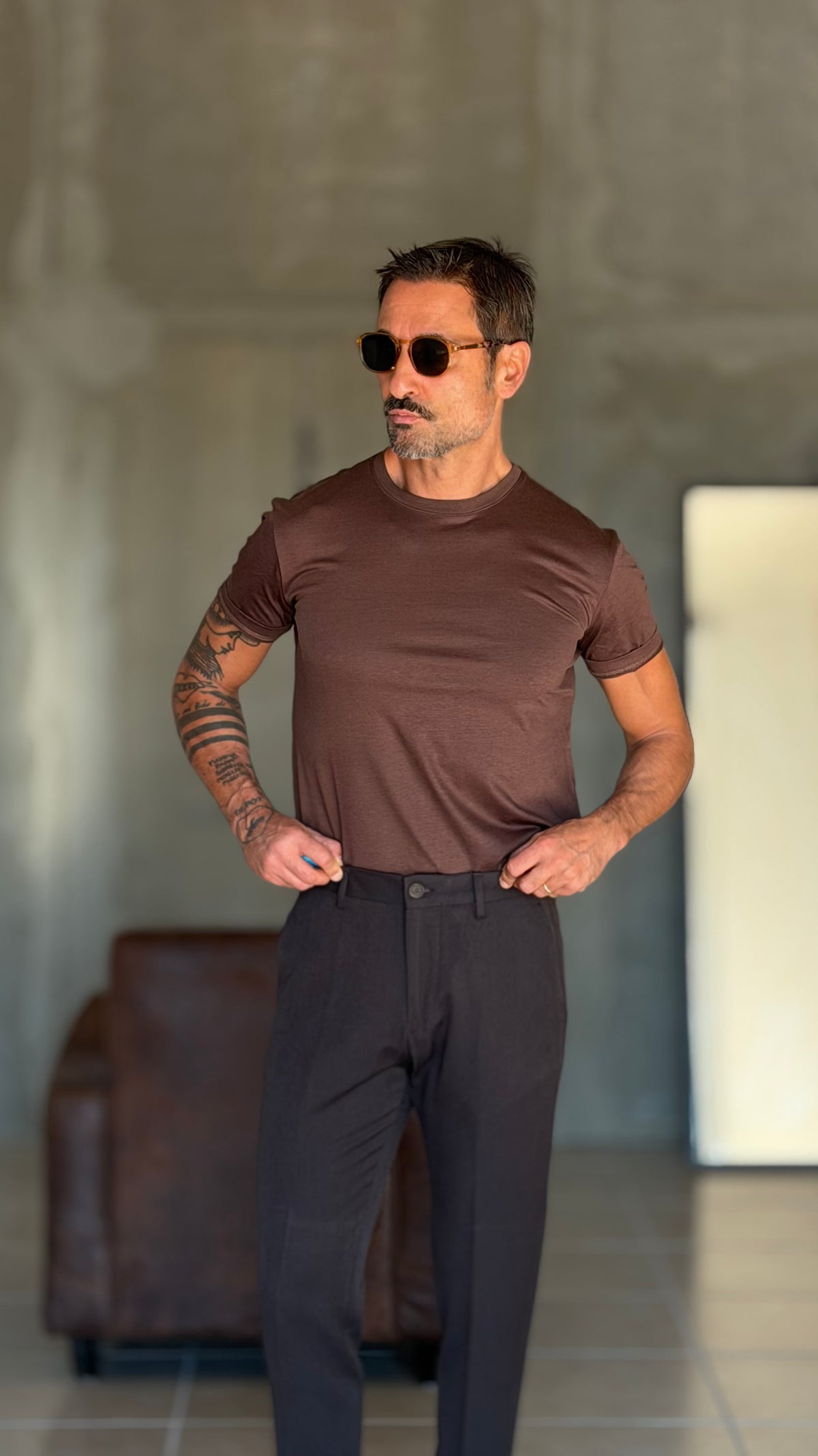 PANTALONE MORO  VISCOSA E MISTI TASCA AMERICA