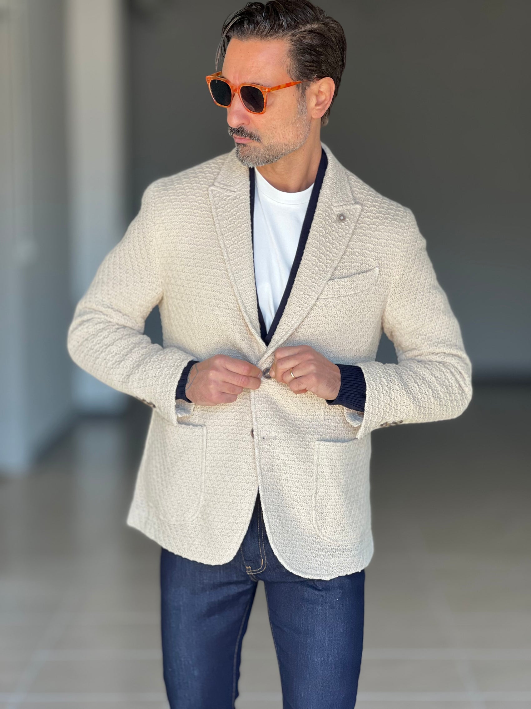 GIACCA XAGON BEIGE TESSUTO OPERATO