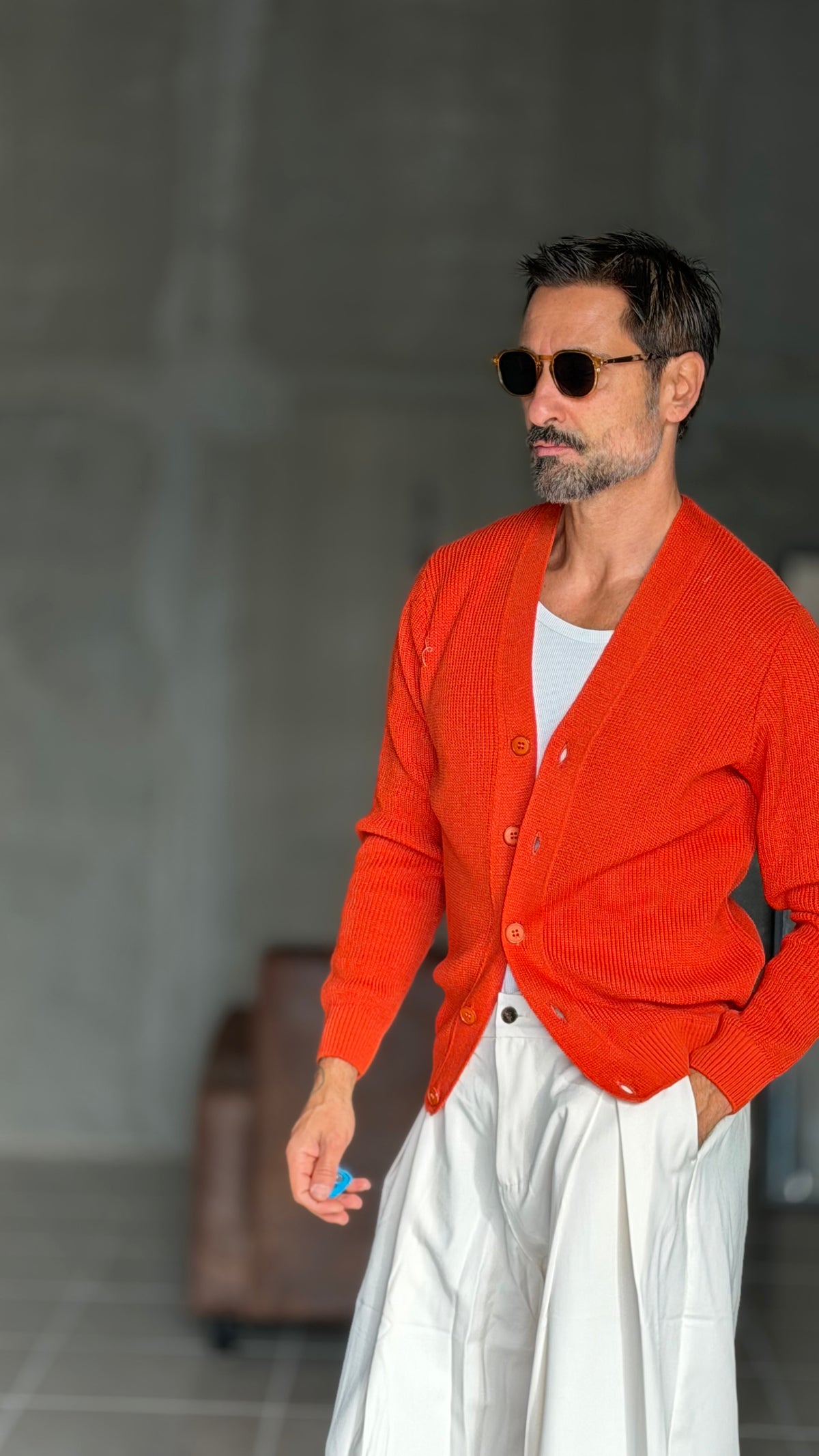 CARDIGAN ARANCIO MAGLIA INGLESE