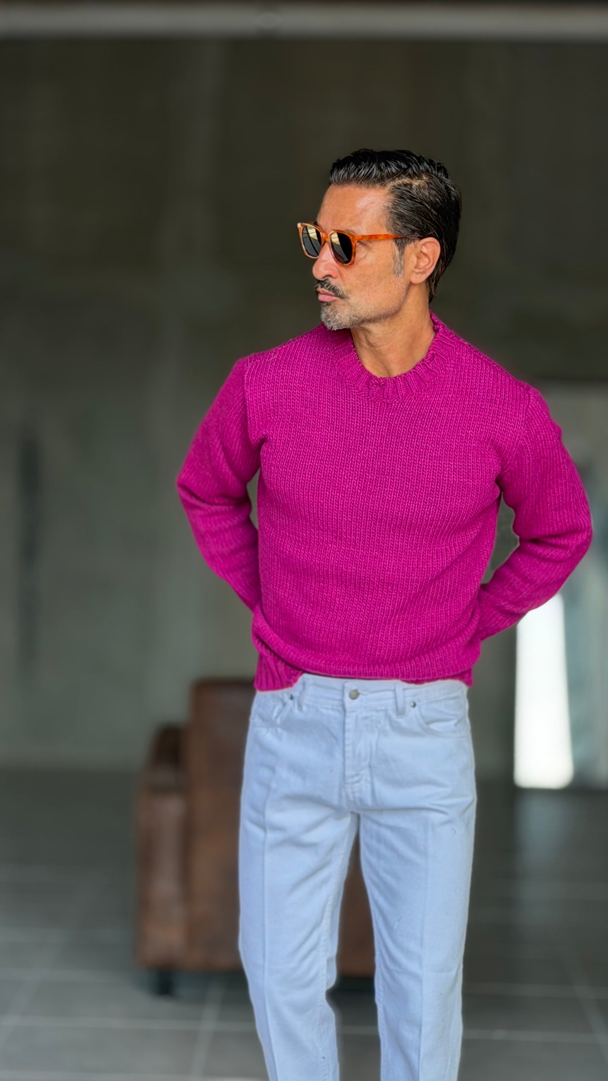 PULLOVER VIOLA MAGLIA INGLESE ROTTURE