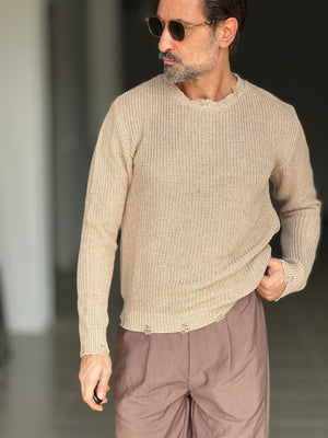 MAGLIA  BEIGE  GIROCOLLO COSTA INGLESE BL11