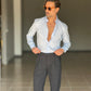WHITE VISCOSE TROUSERS WITH REGULAR BOTTOM