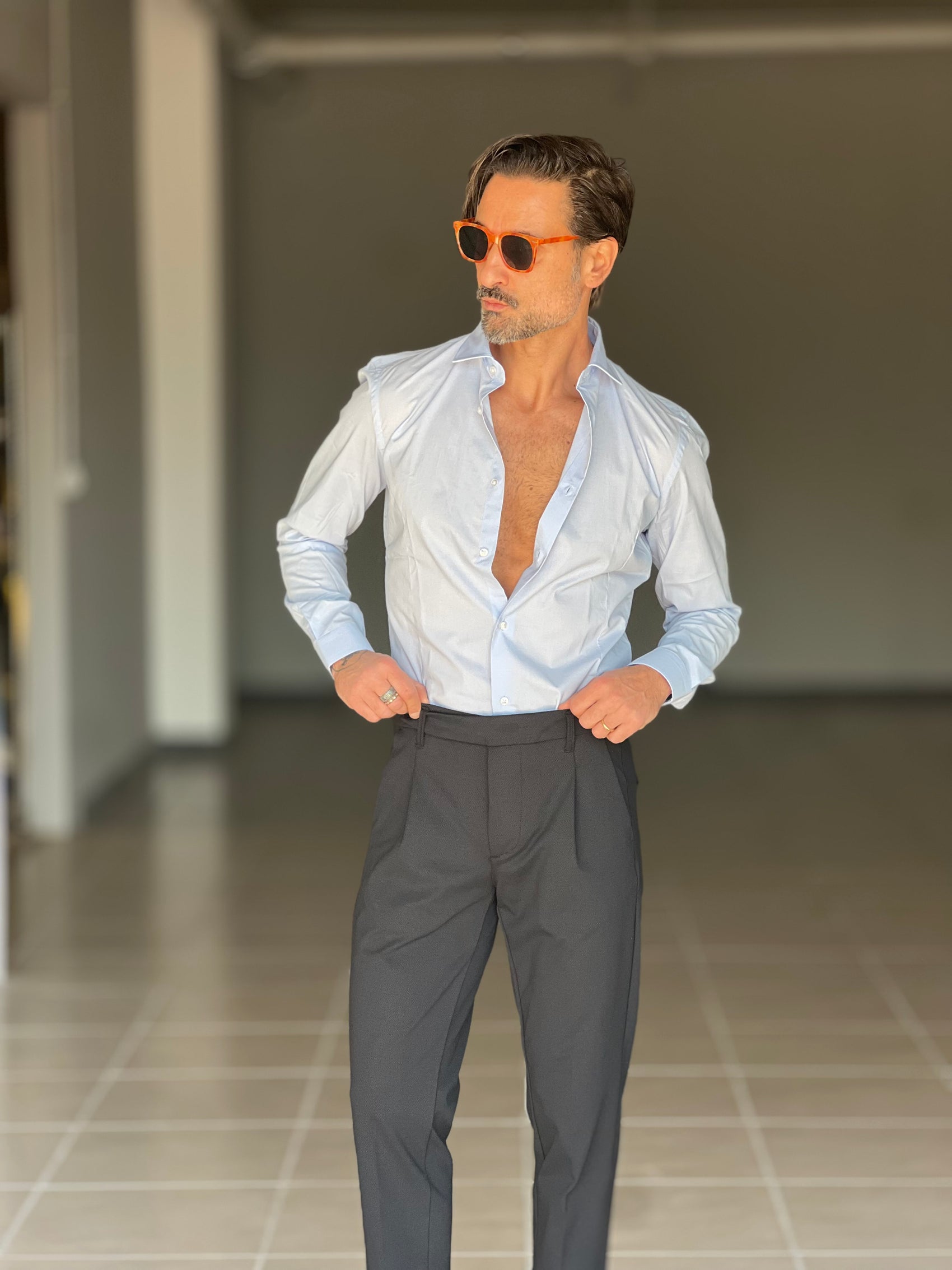 WHITE VISCOSE TROUSERS WITH REGULAR BOTTOM