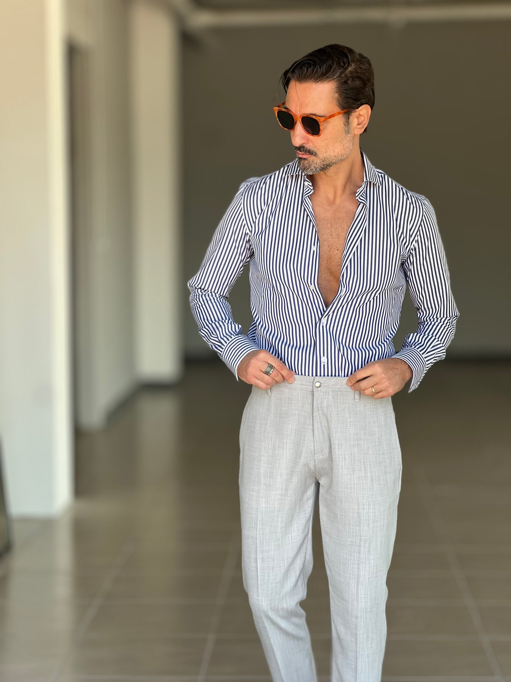 PANTALONE GRIGIO ALTATENSIONE PINCES VISCOSA ( CODICE 35 )