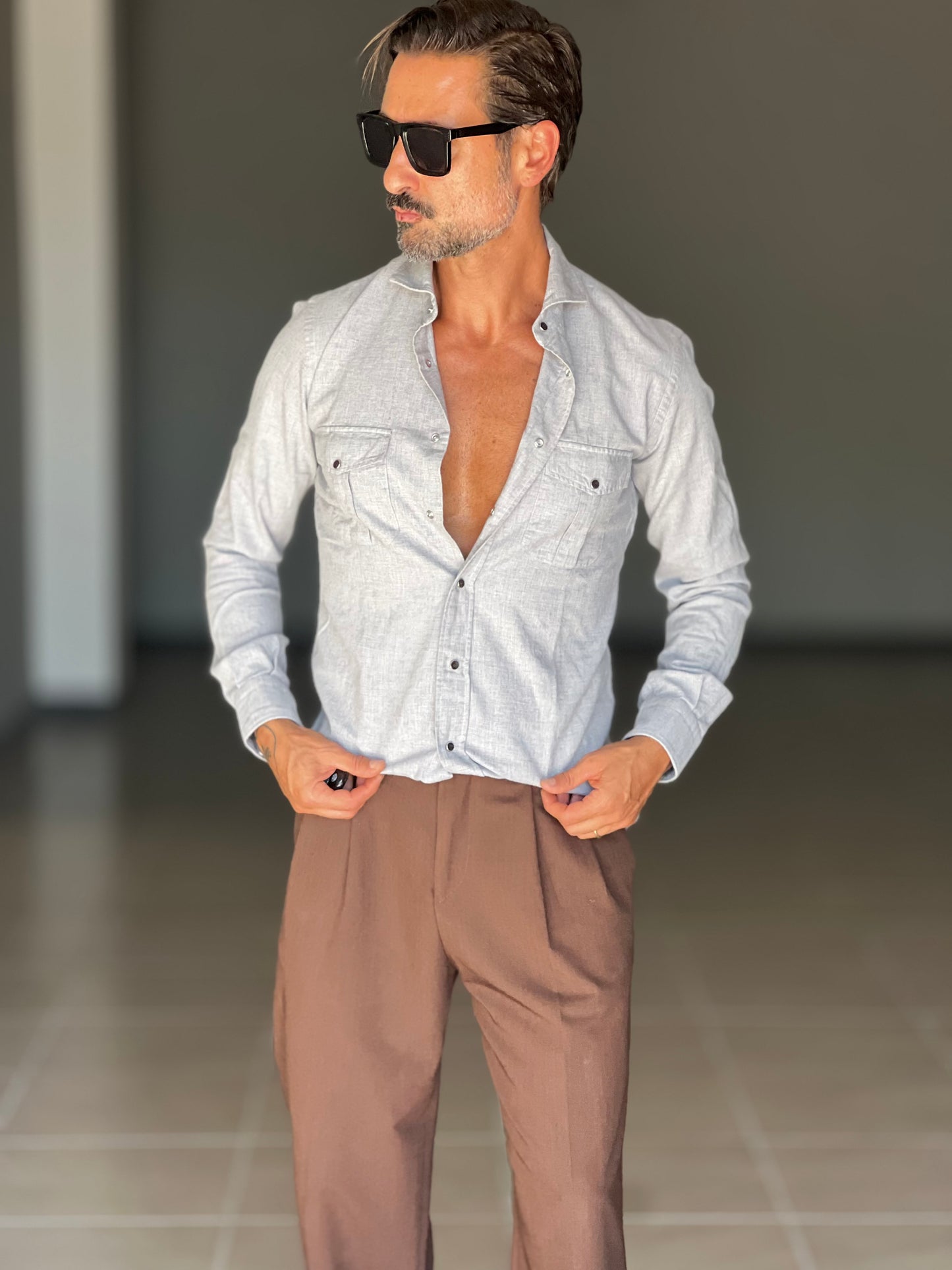 CAMICIA  DEPOT TEXANA MICROFANTASIA GRIGIA