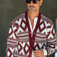CARDIGAN PRUGNA  ETNICO CROP  FIT  PESANTE